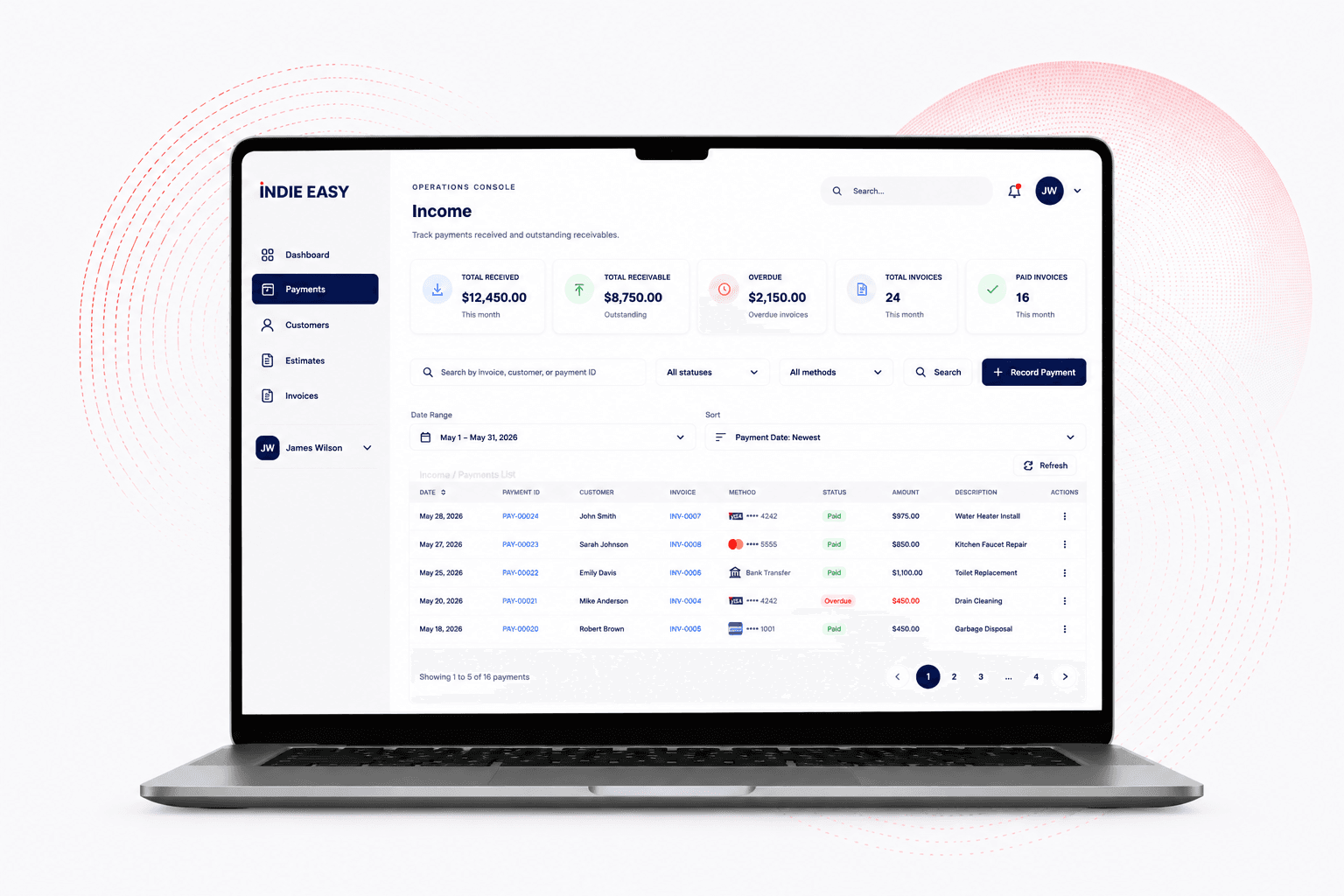 INDIE EASY laptop income tracking